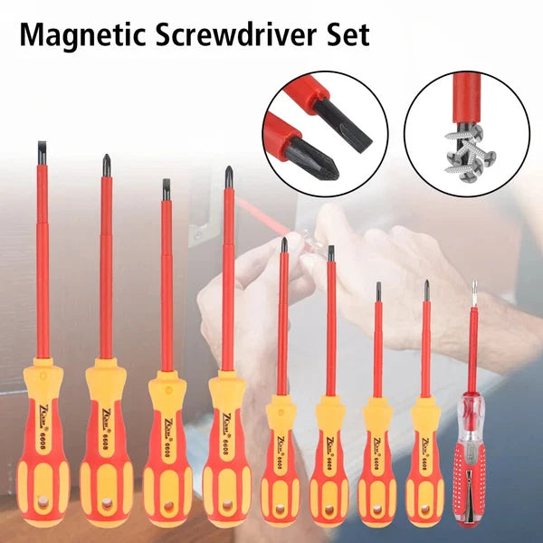 Magnetic Screwdriver Set Insulated Phillips Slotted Bits Electrician Hand Tools-