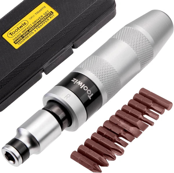 Toolwiz 1/2" Hand Impact Screwdriver Set - 14 Pcs, Reversible Manual Impact Driv