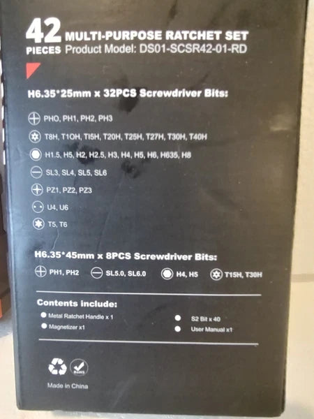 NEW Saker Plus 42 Multi-Purpose Magnetic Ratchet Set Model DS01-SCSR42-01-RD