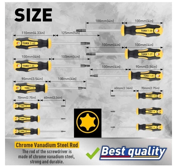 Amartisan 12-Piece Magnetic Torx Screwdrivers Set Magnetic Torx Driver Star Scr