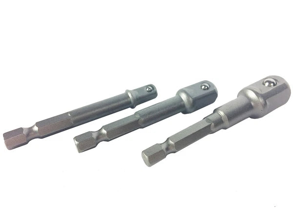 Socket Adapter Set 3pc 1/4" 3/8" 1/2" Impact Drill Bits Driver Adapter