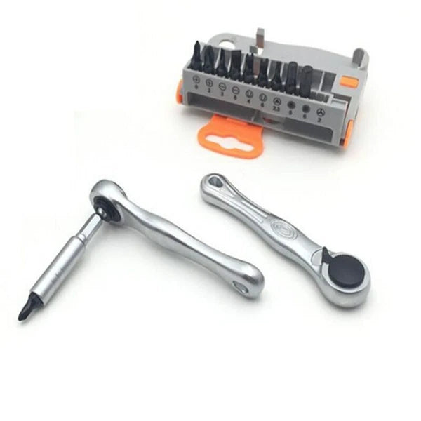 Screwdriver Bit Portable Two-Way Ratchet Compact Set Tool Phillips Screwdriver