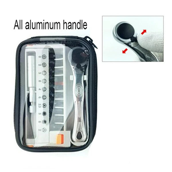 Screwdriver Bit Portable Two-Way Ratchet Compact Set Tool Phillips Screwdriver