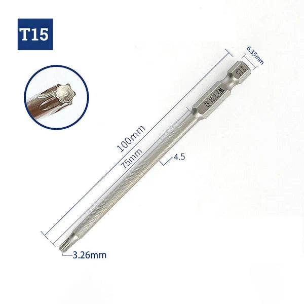 65-200mm Extra Long Torx Hollow/Solid Magnetic Drill Bit 1/4" Hex Shank Security