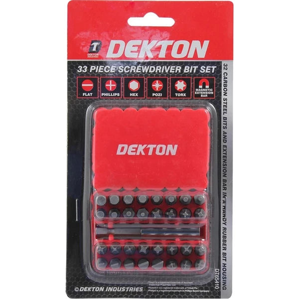 Dekton 33pc Screwdriver Bit Holder Set Hex Torx Star Key Pz Phillips Slotted