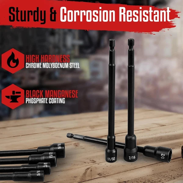 Magnetic Nut Driver Set, 20Pcs 6-Inch Long Shank Nut Drivers Bits for Impact ...