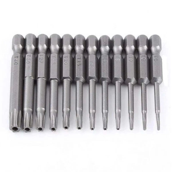 NEW Torx Bit Set w/ Ratchet Handle -13PC T6-T50 2" Bits - Perfect for Mechanics