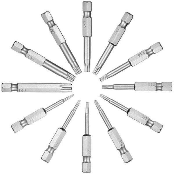 NEW Torx Bit Set w/ Ratchet Handle -13PC T6-T50 2" Bits - Perfect for Mechanics