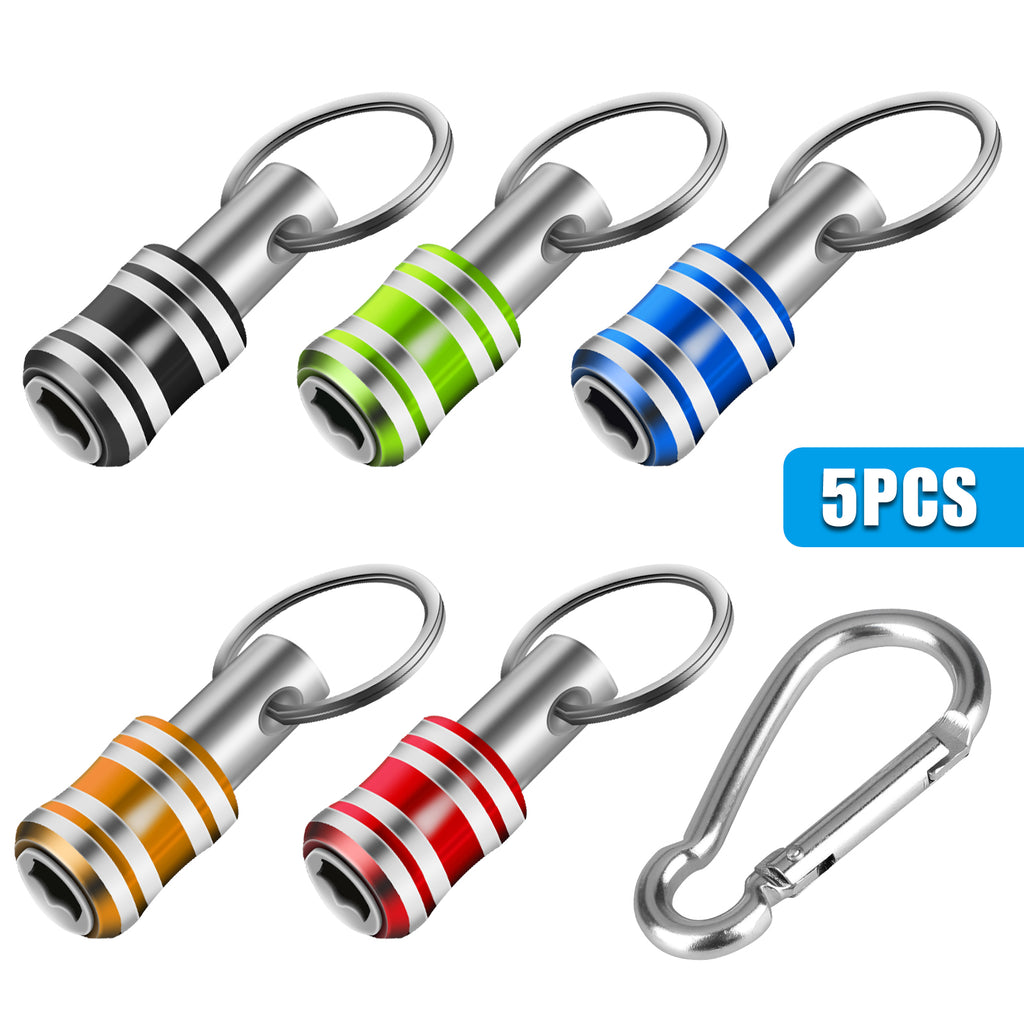 5/10 Pcs 1/4" Hex Shank Quick Release Keychain, Screwdriver Drill Bit Holder Set