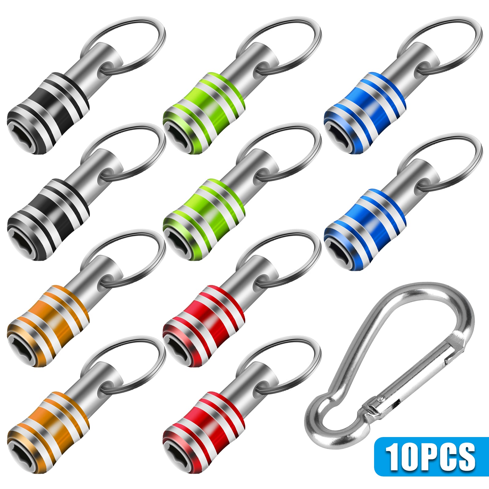 5/10 Pcs 1/4" Hex Shank Quick Release Keychain, Screwdriver Drill Bit Holder Set