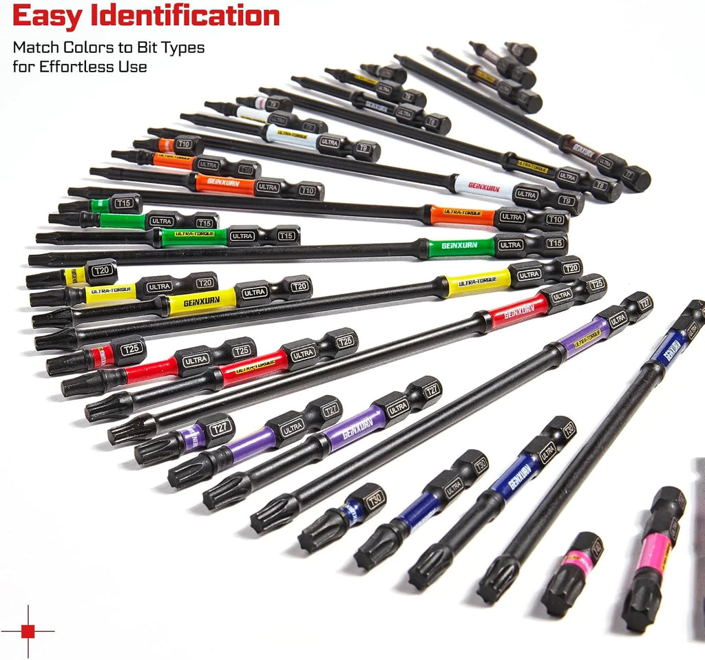13Pcs Torx Screwdriver Bits Set, 6”Double Impact Magnetic S2 Steel Long Extensio