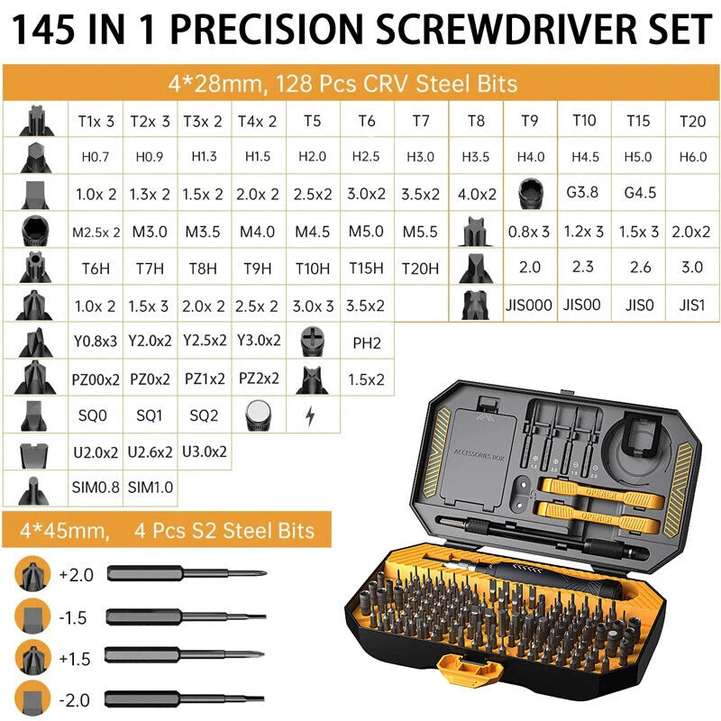 145 In 1 Precision Screwdriver Set Torx Computer PC Phone Watch Repair Tool Kit