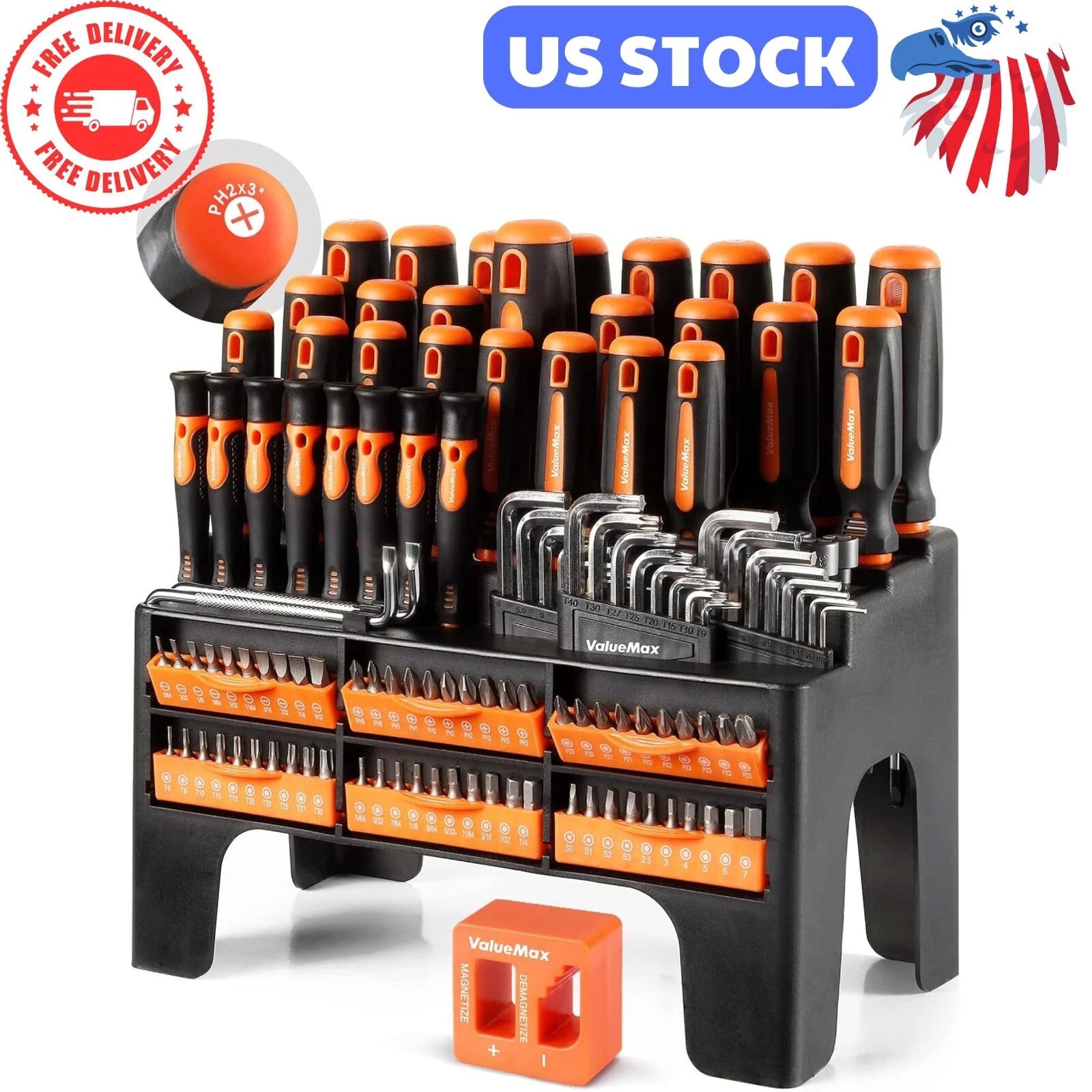 126PC Magnetic Screwdriver Set w/Plastic Racking Organize ‎Chrome Vanadium Steel