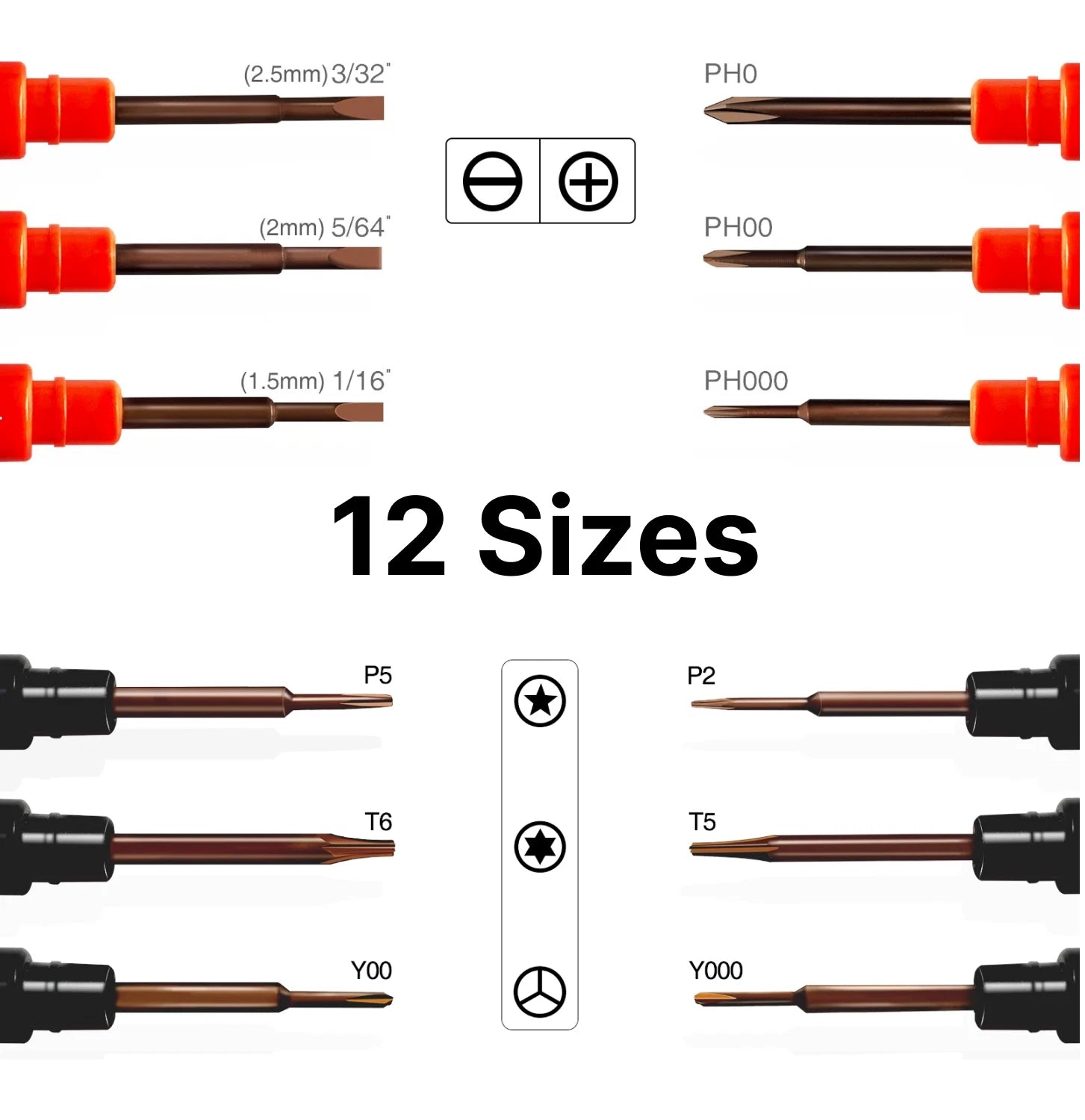 Shall 6-Piece Precision Magnetic Screwdriver Set with Case - 12 Sizes