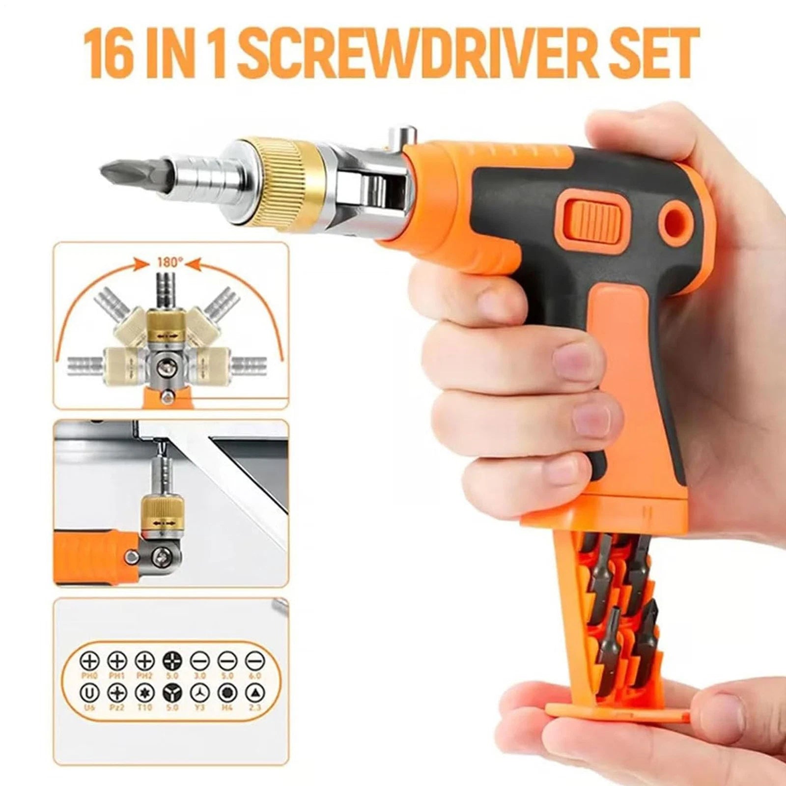 16-in-1 Multi Screwdriver Set 180 Degree Adjustable Angle Screwdriver Repair Kit