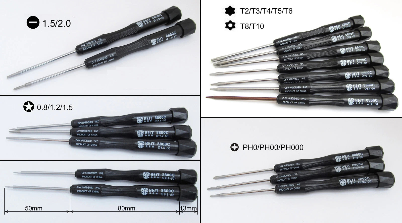 10pcs Best 8800C Screwdriver phone Laptop Repair Tool Torx Slotted Phillips Star