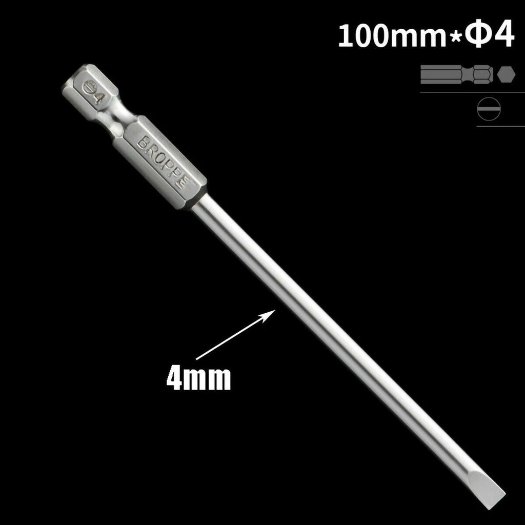 1/4" Shank Flat/Slotted Screwdriver Bits 2 2.5 3 4 5 6 Magnetic Drive Drill Bits