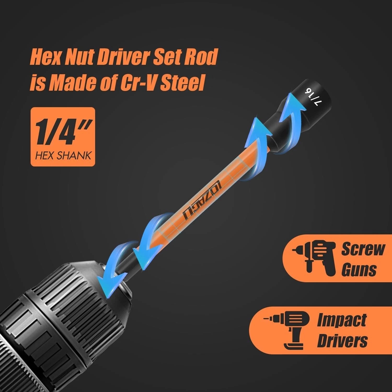 33PCS Magnetic Nut Driver Set with Handle 6 Inch Long Nut Driver Set SAE&Metric