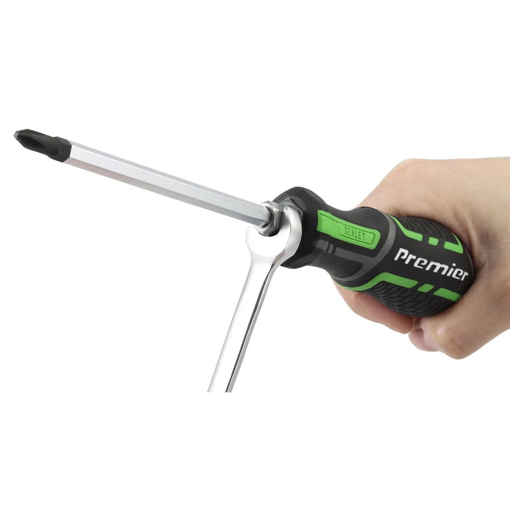Sealey Hammer-Thru Screwdriver Set Hi-Vis Green 6pc Hex Bolster Use With Wrench