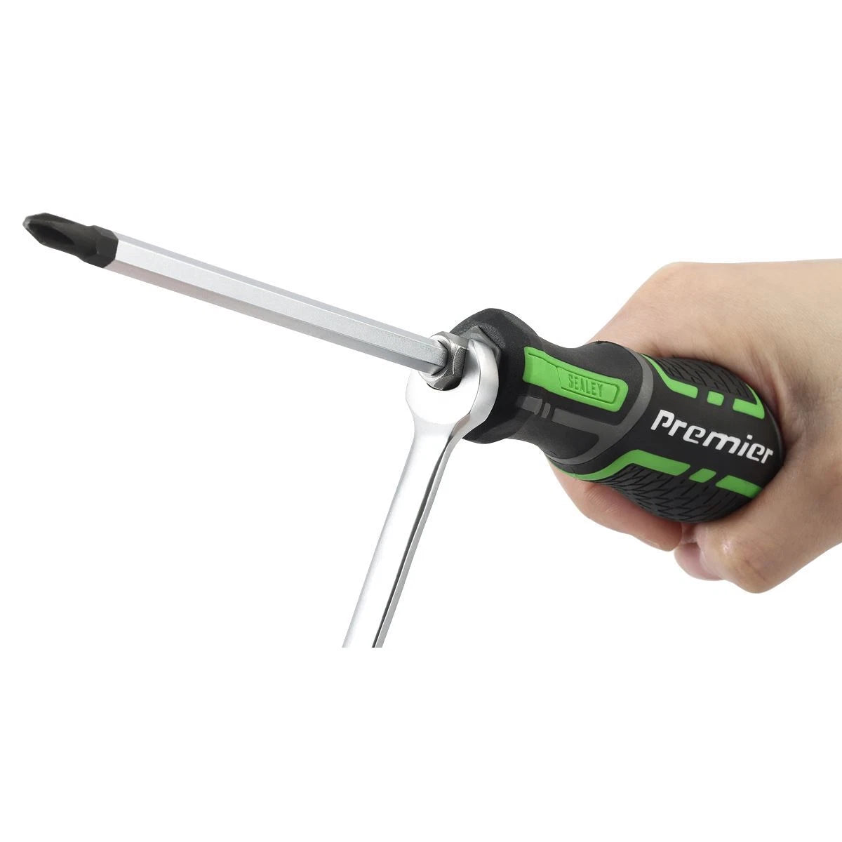 Sealey Hammer-Thru Screwdriver Set Hi-Vis Green 6pc Hex Bolster Use With Wrench