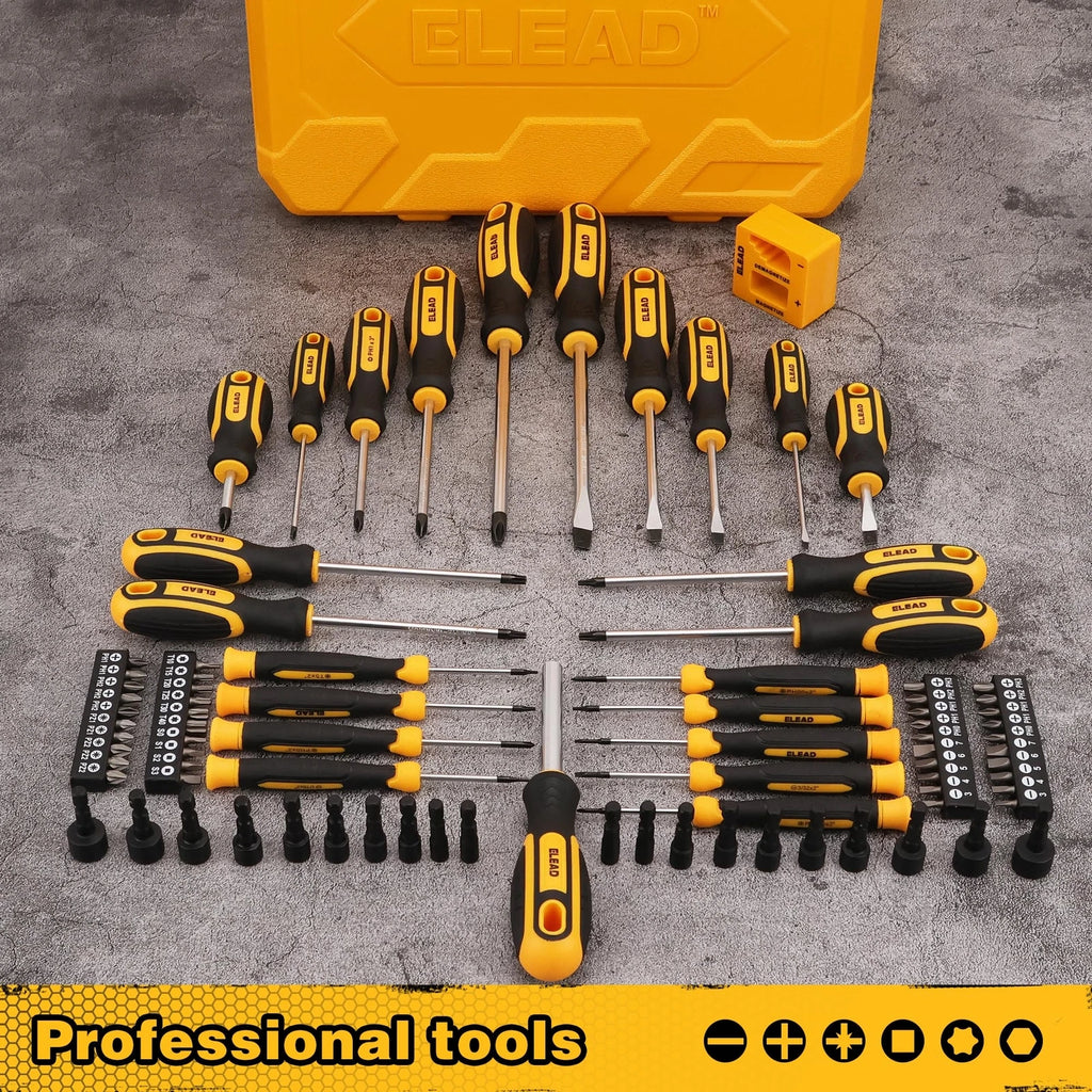 Magnetic Screwdriver Set with Case: 86-Piece Slotted Phillips, Hex, Torx, ...