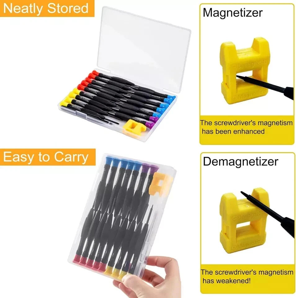 18 Pc Mini Precision Screwdriver Set With Case Magnetic Tweezers for Electronics
