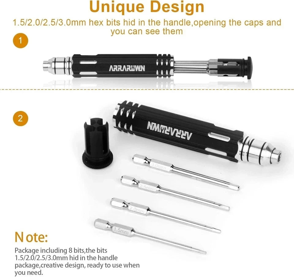 10 in 1 RC Model Repair Tools Kit with 1.5/2.0/2.5/3.0/4.0/5.5Mm Hex Screwdriver