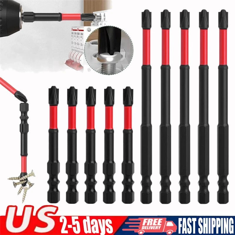 5PCS FPH2 Impact Screwdriver Bit Set-S2 Steel 65mm & 110mm Slotted Heads - 2025