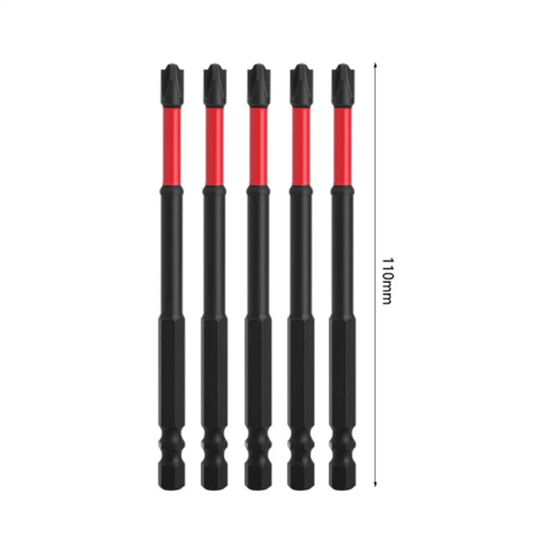 5PCS FPH2 Impact Screwdriver Bit Set-S2 Steel 65mm & 110mm Slotted Heads - 2025