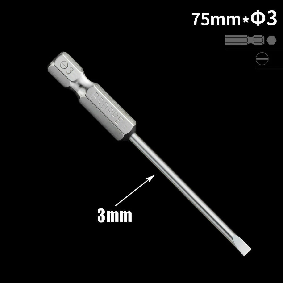 1/4" Shank Flat/Slotted Screwdriver Bits 2 2.5 3 4 5 6 Magnetic Drive Drill Bits
