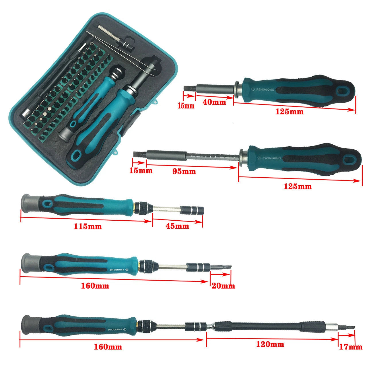 58 in 1 Precision Screwdriver Set Hex Phillips Torx Slotted Bit Ergonomic Handle