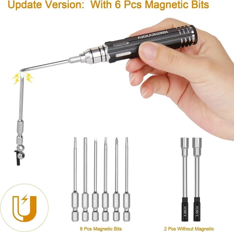 10 in 1 RC Model Repair Tools Kit with 1.5/2.0/2.5/3.0/4.0/5.5Mm Hex Screwdriver