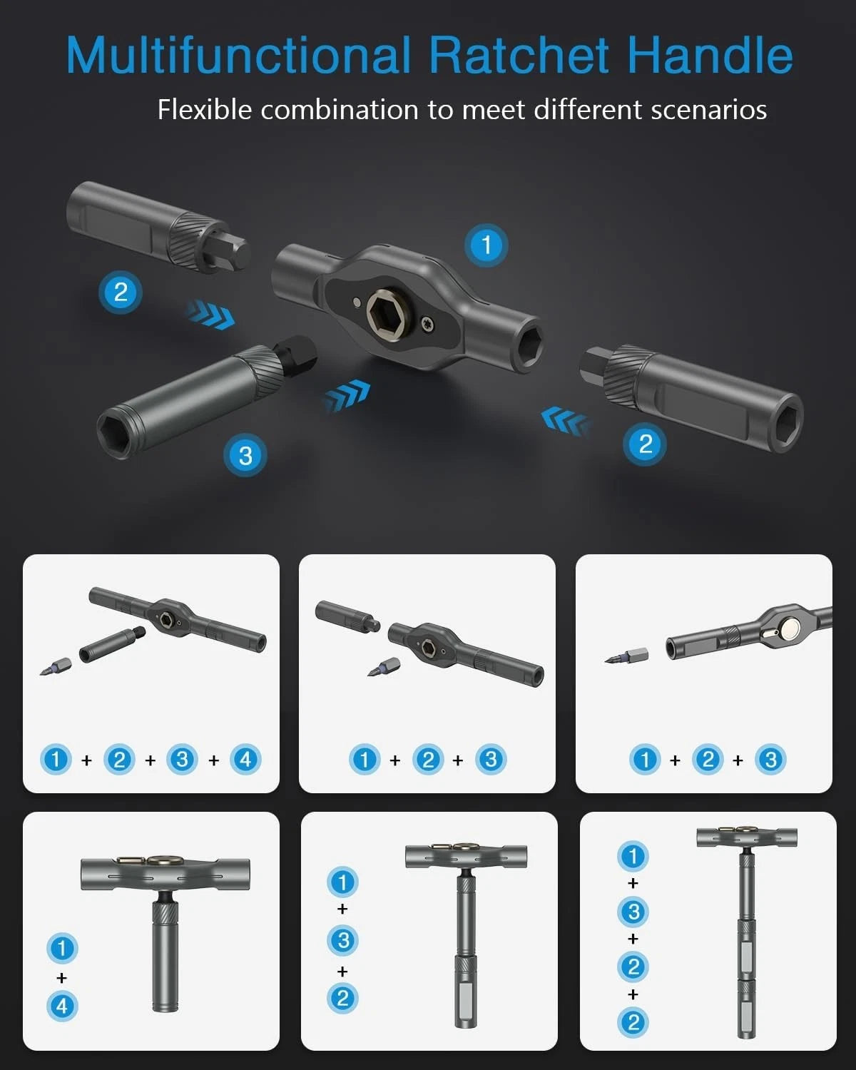 42 in 1 Magnetic Screwdriver Set, Handle Ratchet Screwdriver Set Magnetic with 4