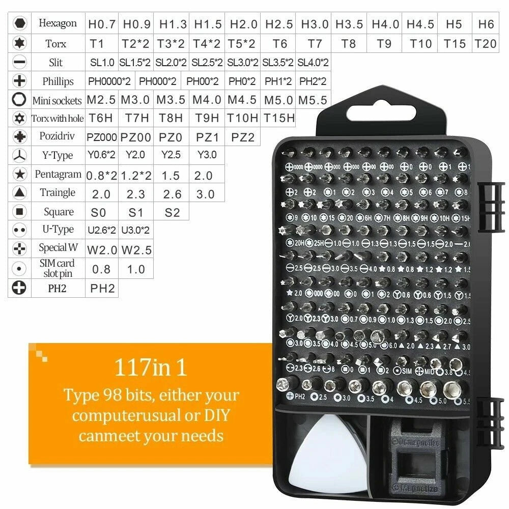 117Pcs Precision Screwdriver Set for Electronics Micro Hobby Jewelry Watch,DIY