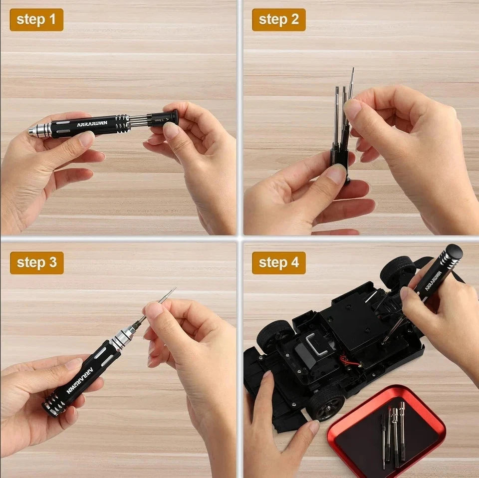 10 in 1 RC Model Repair Tools Kit with 1.5/2.0/2.5/3.0/4.0/5.5Mm Hex Screwdriver