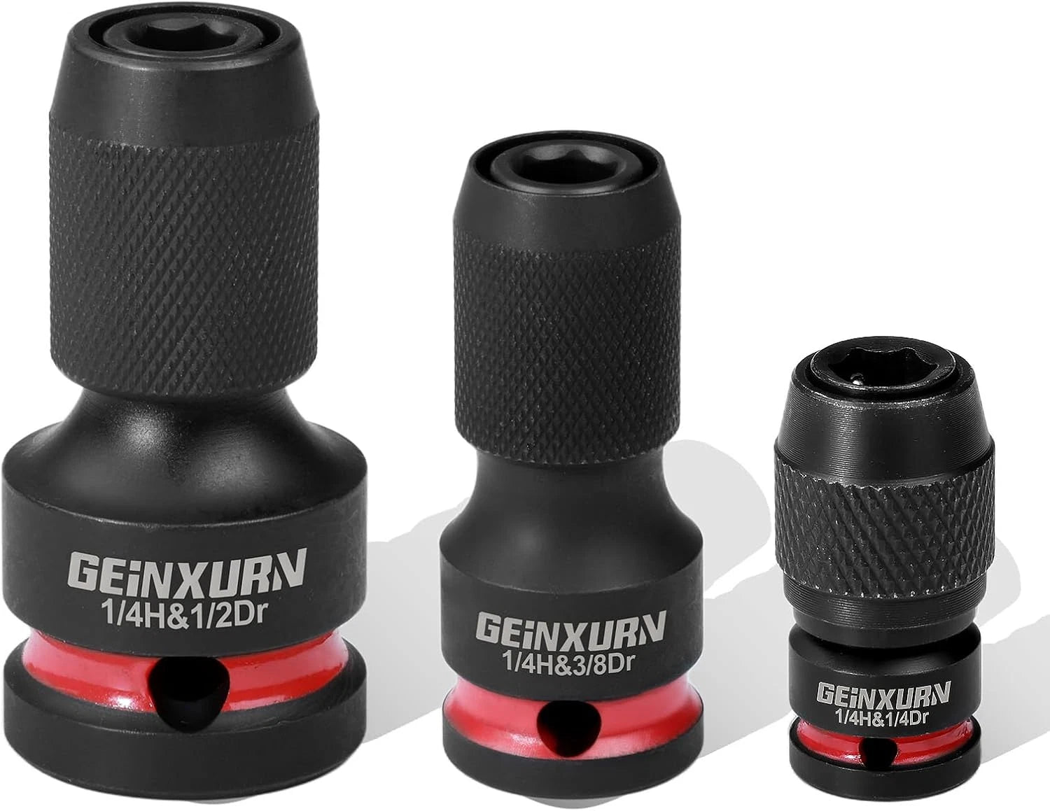 3PCS Impact Screwdriver Bit Holders,1/2",3/8",1/4"Square Drive 1/4"Hex Adapter
