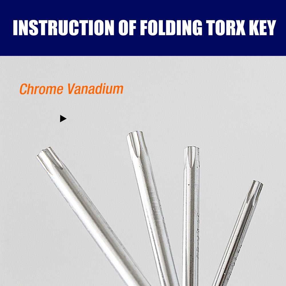 10 PC Folding Locking Torx Hex Key Allen Wrench Driver Set Tamper Resistant