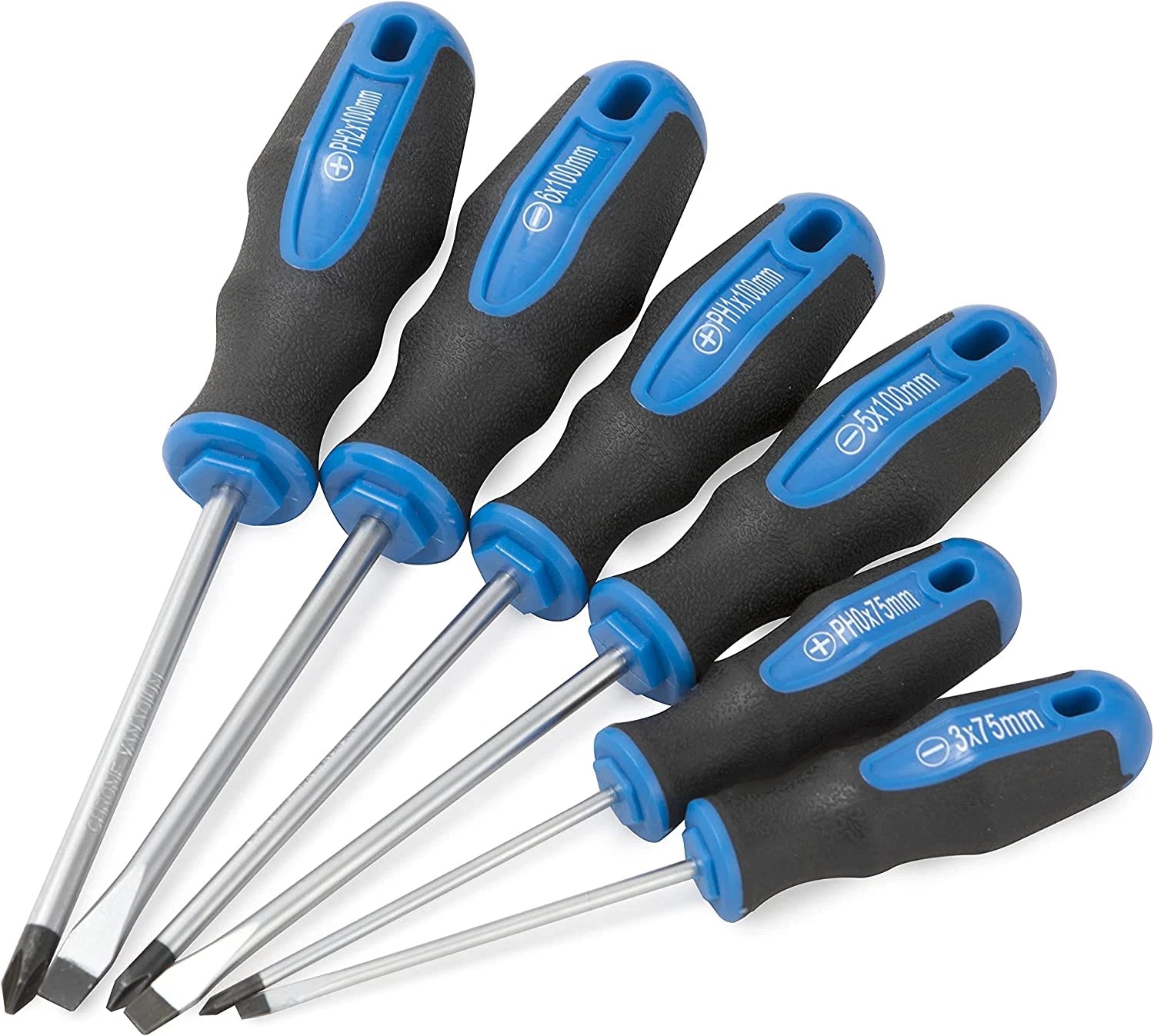 6PCS Magnetic Tip Screwdriver Set, Phillips & Flat Head, Cushion Grip