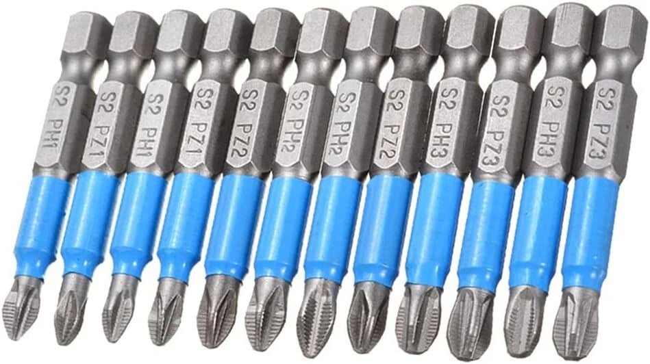 12Pcs Magnetic Phillips Pozidriv Screwdriver Bit Set 1/4 Inch Hex Shank Phillips