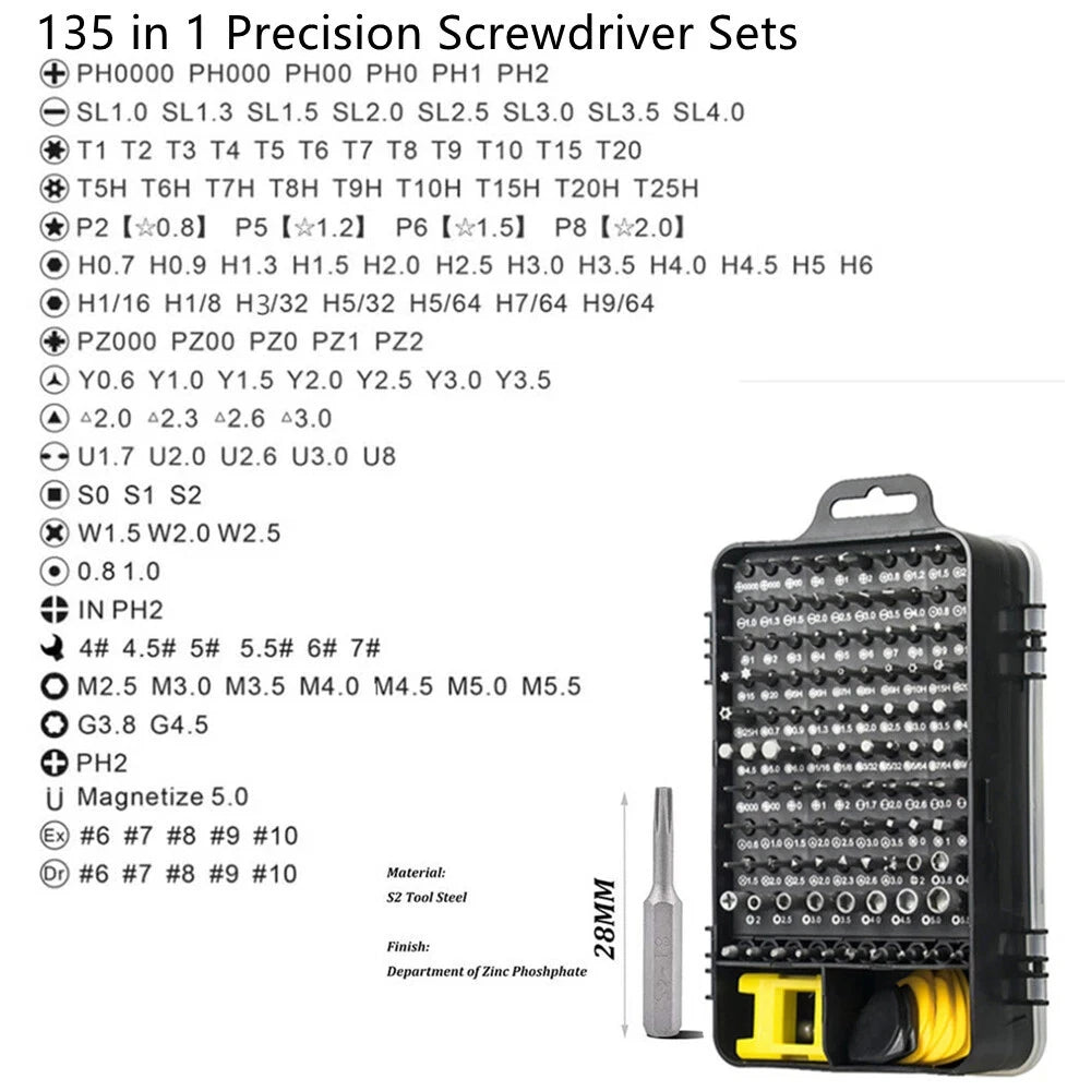 Mini Precision Screwdriver Set Magnetic,135/115 in 1 Electronic Repair Tool Kit