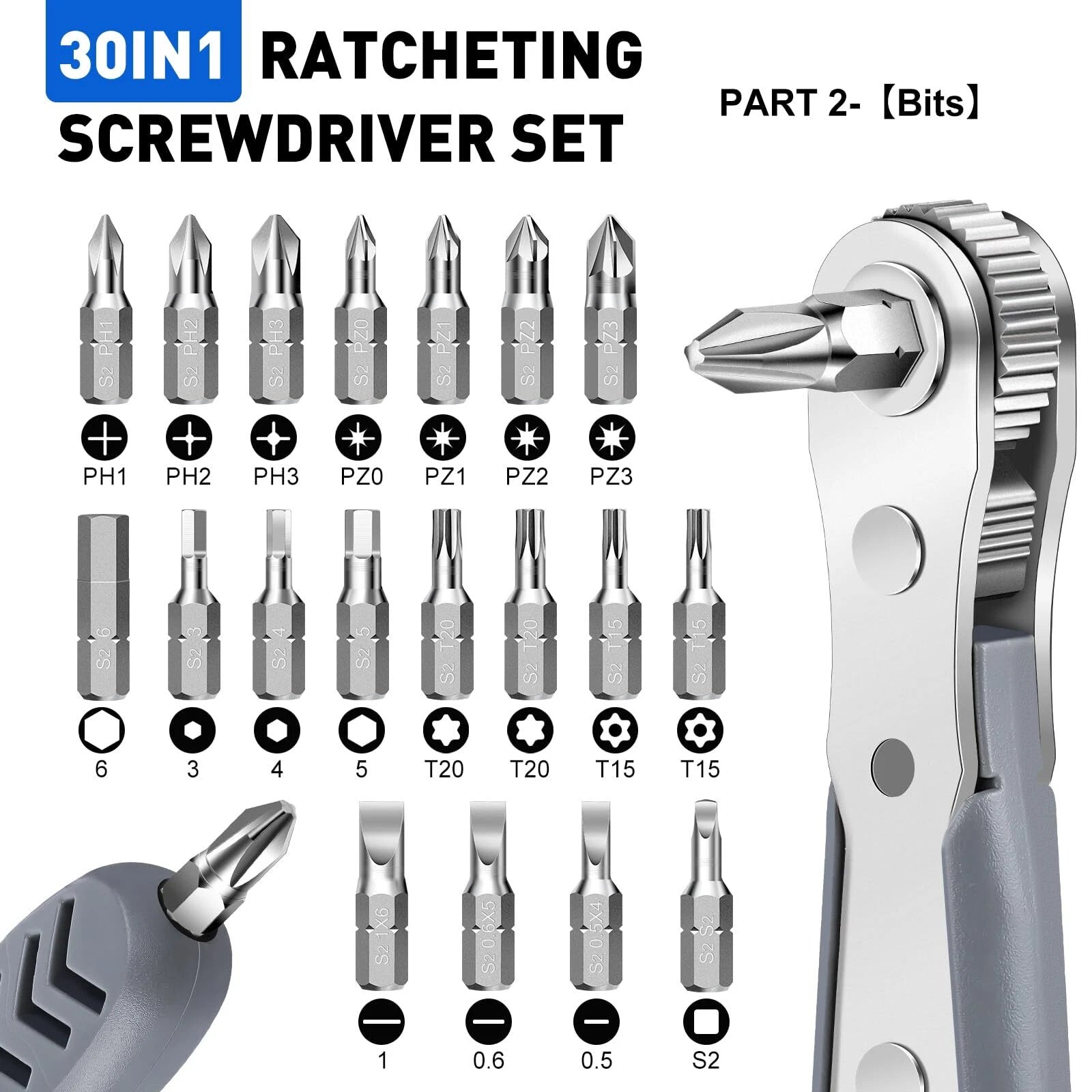 Mini Ratchet Set Right Angle Screwdriver with 1/4 Mini Ratcheting Screwdriver