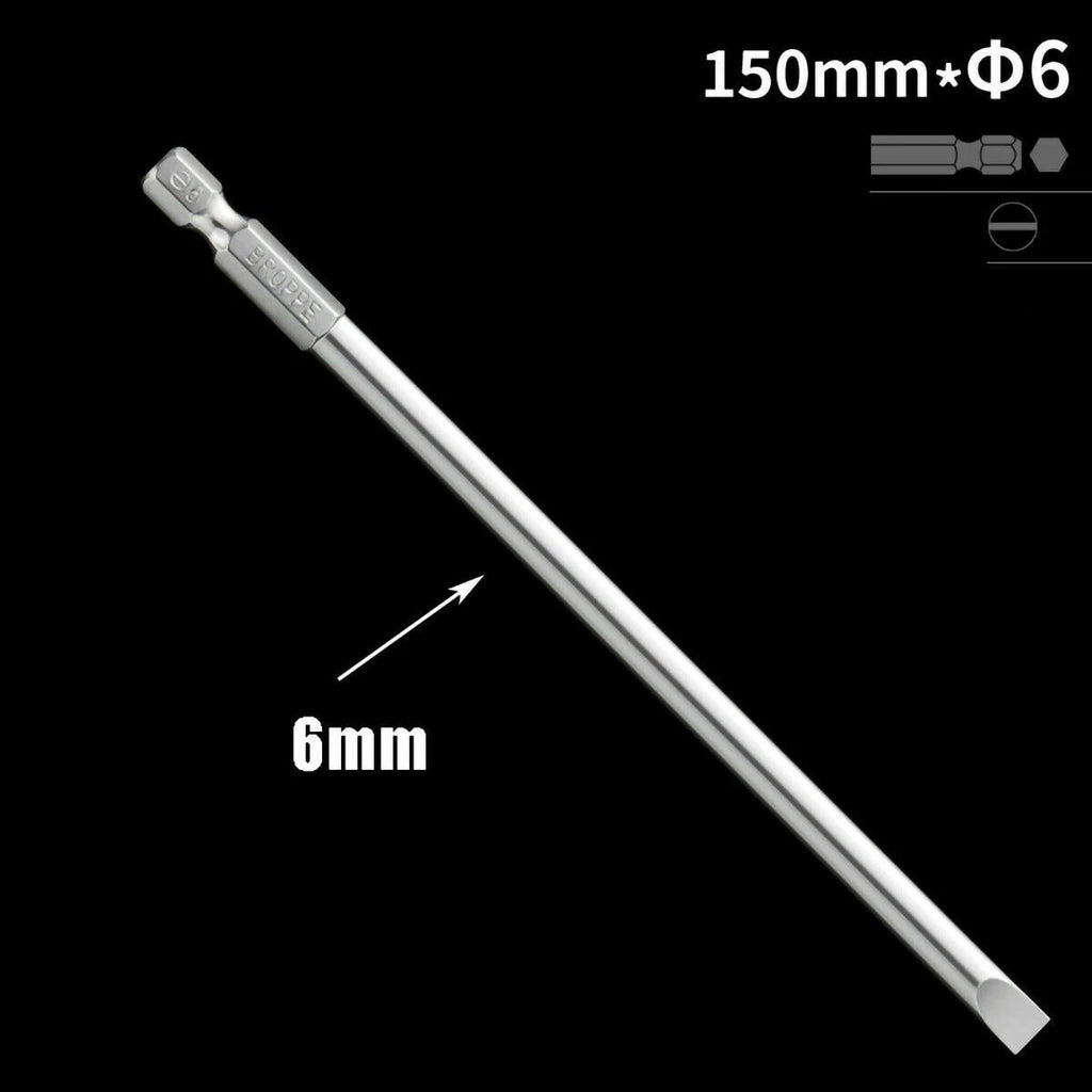 1/4" Shank Flat/Slotted Screwdriver Bits 2 2.5 3 4 5 6 Magnetic Drive Drill Bits