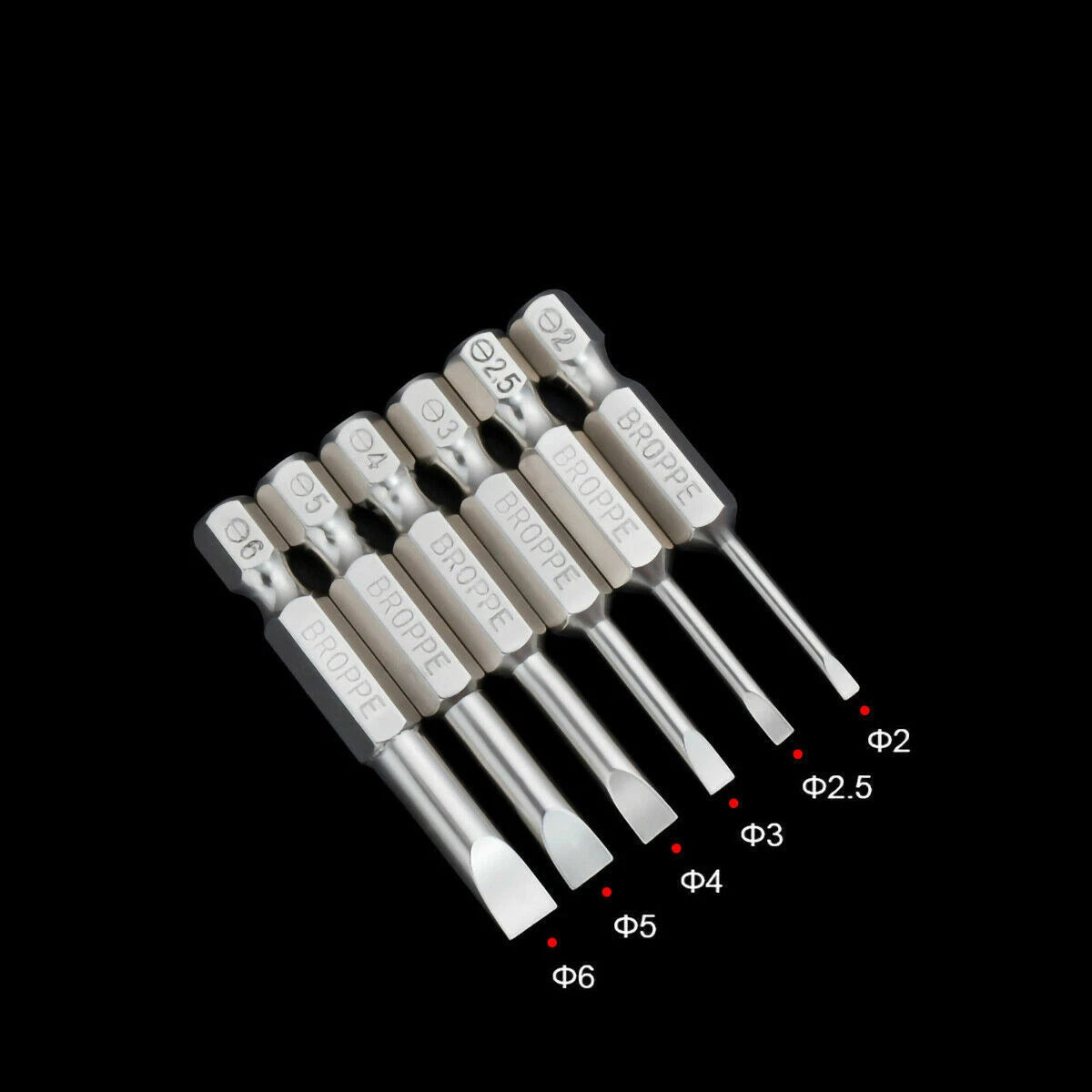 1/4" Shank Flat/Slotted Screwdriver Bits 2 2.5 3 4 5 6 Magnetic Drive Drill Bits