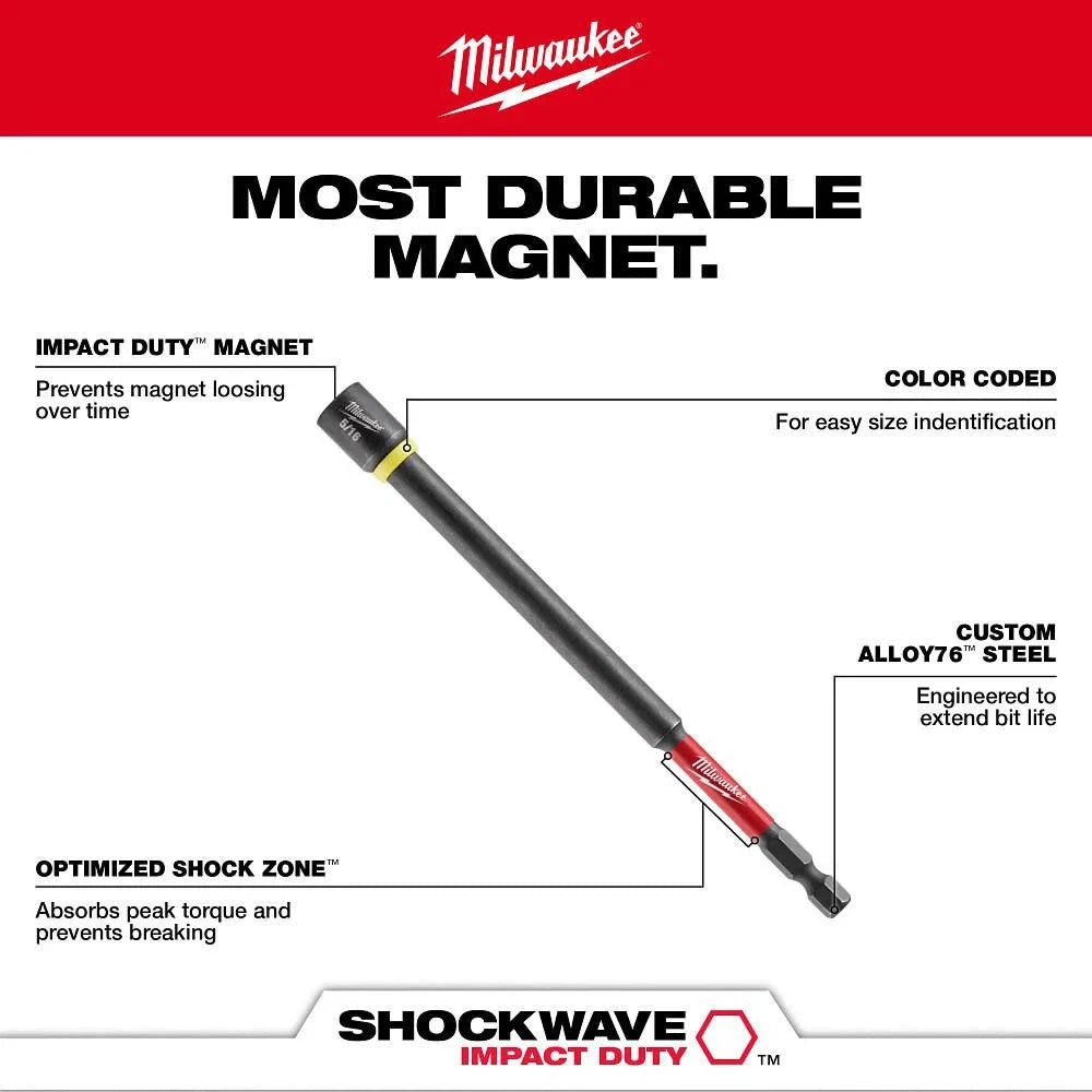 Milwaukee Shockwave Impact Duty 6 Inch Magnetic Nut Driver Set, 6 Piece