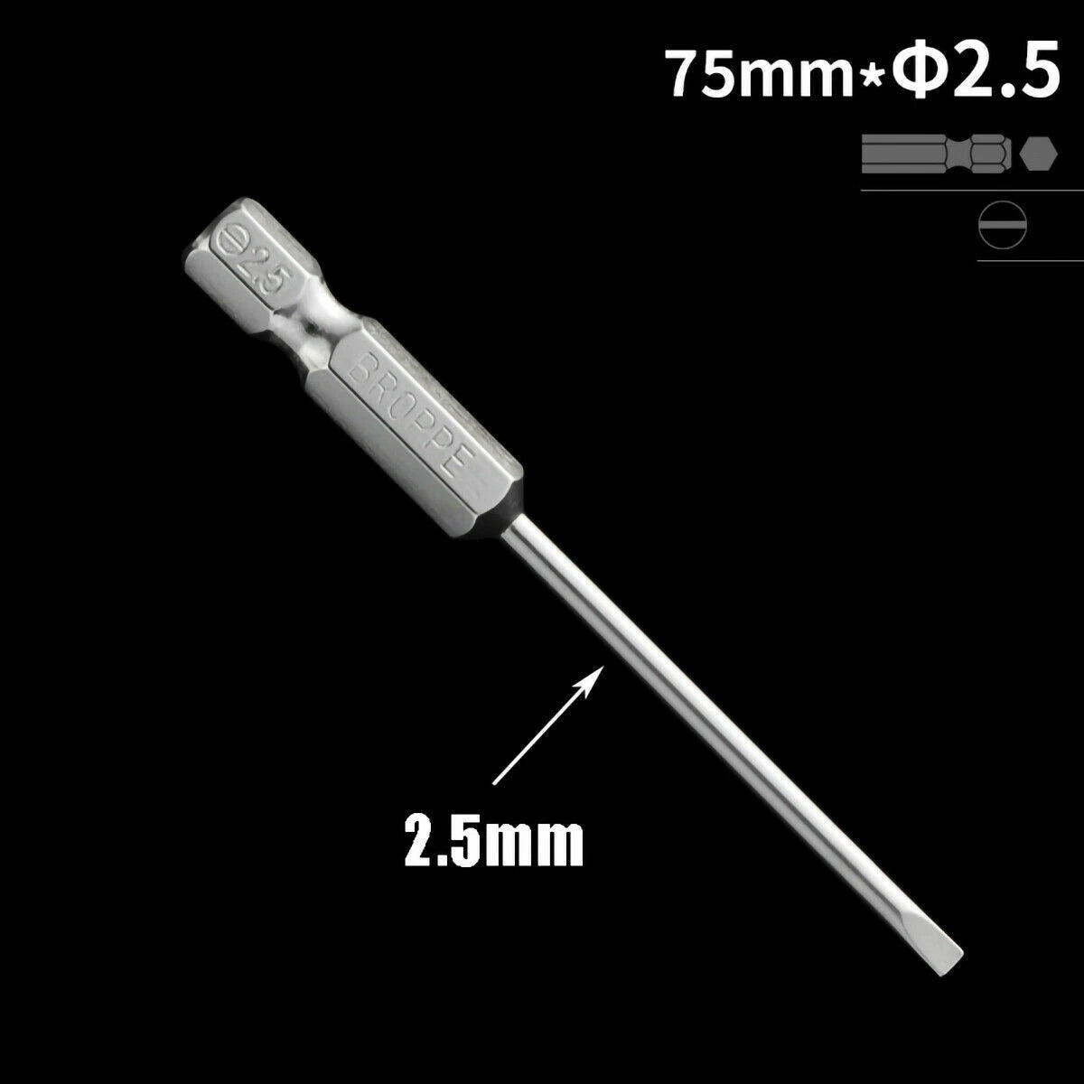1/4" Shank Flat/Slotted Screwdriver Bits 2 2.5 3 4 5 6 Magnetic Drive Drill Bits