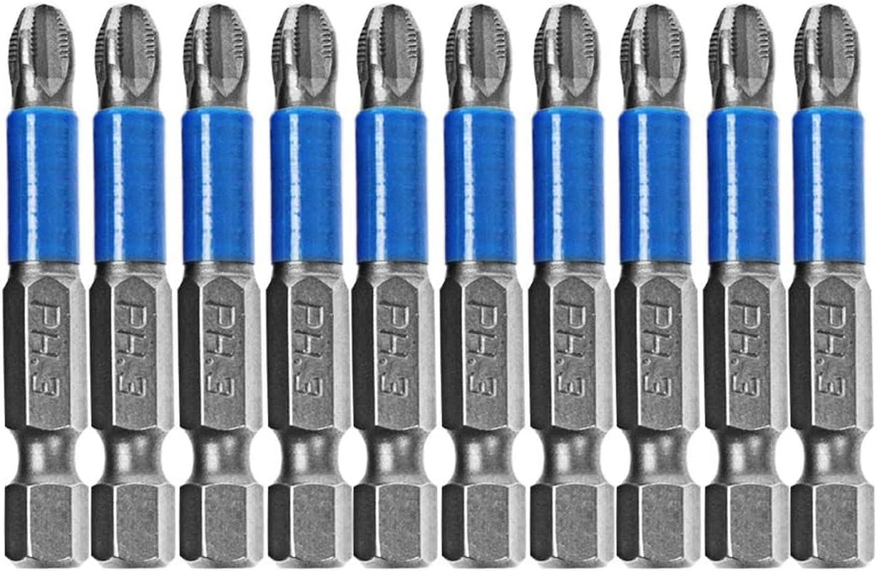 10Pcs Hex Magnetic anti Slip Impact Screwdriver Bit Set Phillips PH3 2" Power To