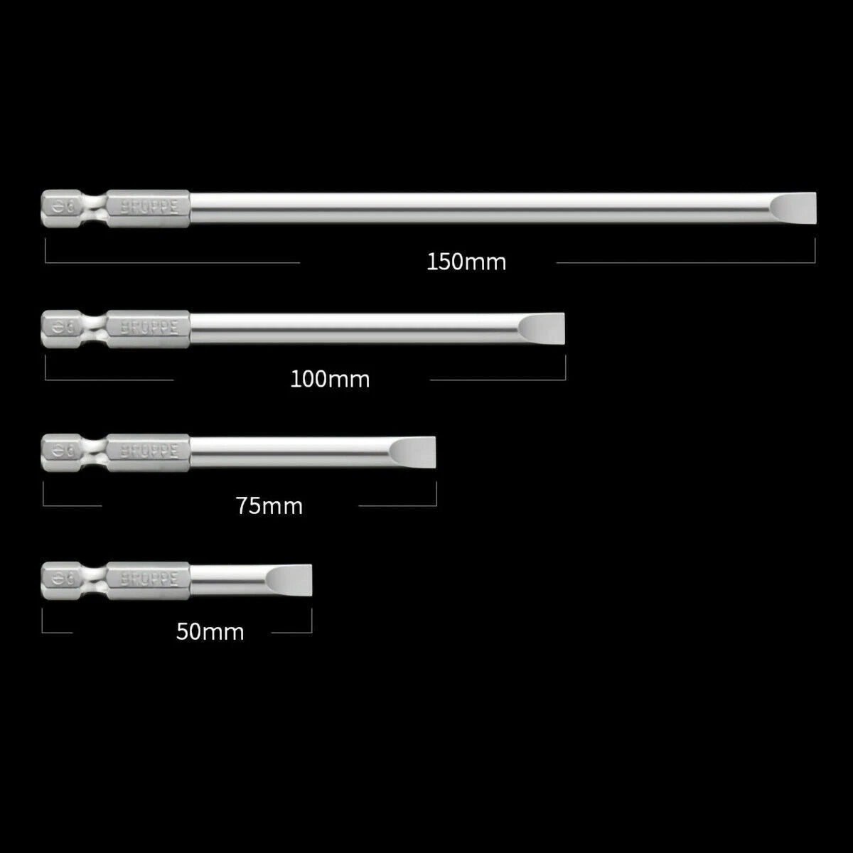 1/4" Shank Flat/Slotted Screwdriver Bits 2 2.5 3 4 5 6 Magnetic Drive Drill Bits