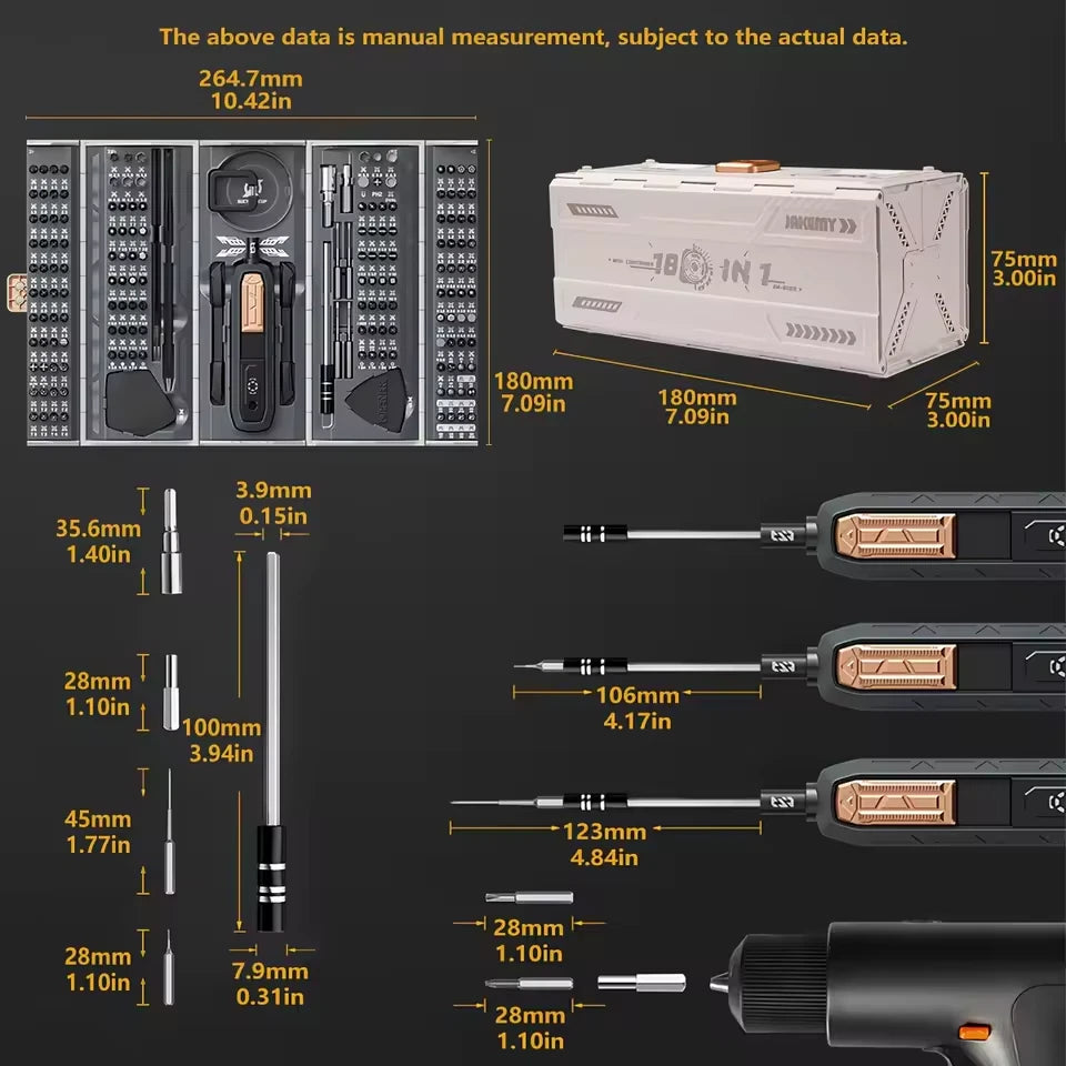 180 in 1 Precision Magnetic Screwdriver Set for Phone PC Glasses Repair Kit