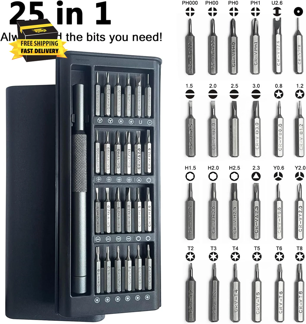 Eye Glass Repairing Kit, 25-In-1 Small Precision Screwdriver Set, Magnetic Mini