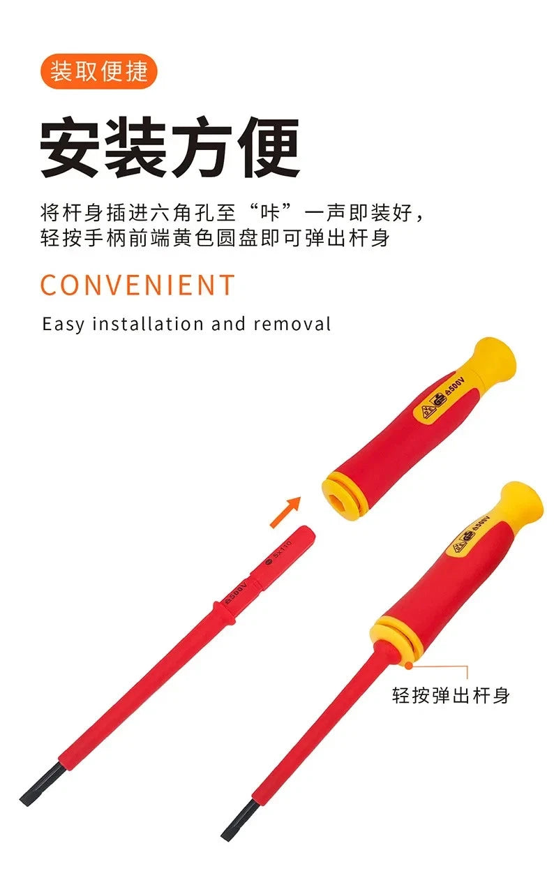 10Pcs Interchangeable Blade VDE Insulated ScrewdriverSet with Case Magnetic 500V